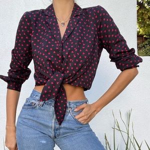 Button down reformation crop